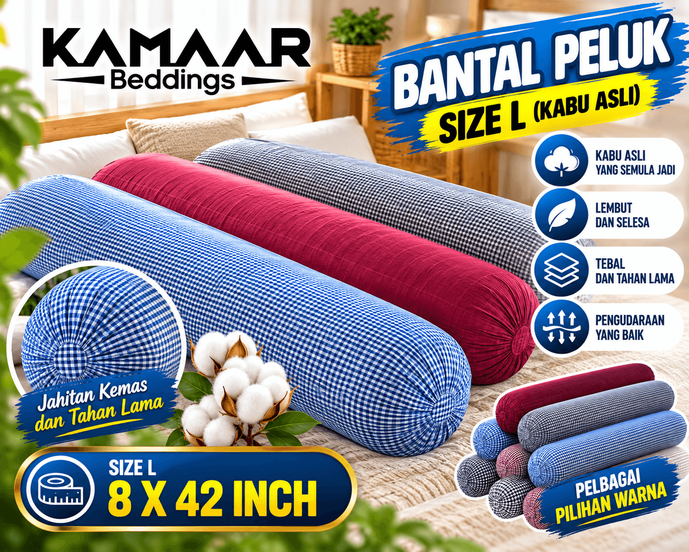 BANTAL PELUK SIZE L (KEKABU ASLI)